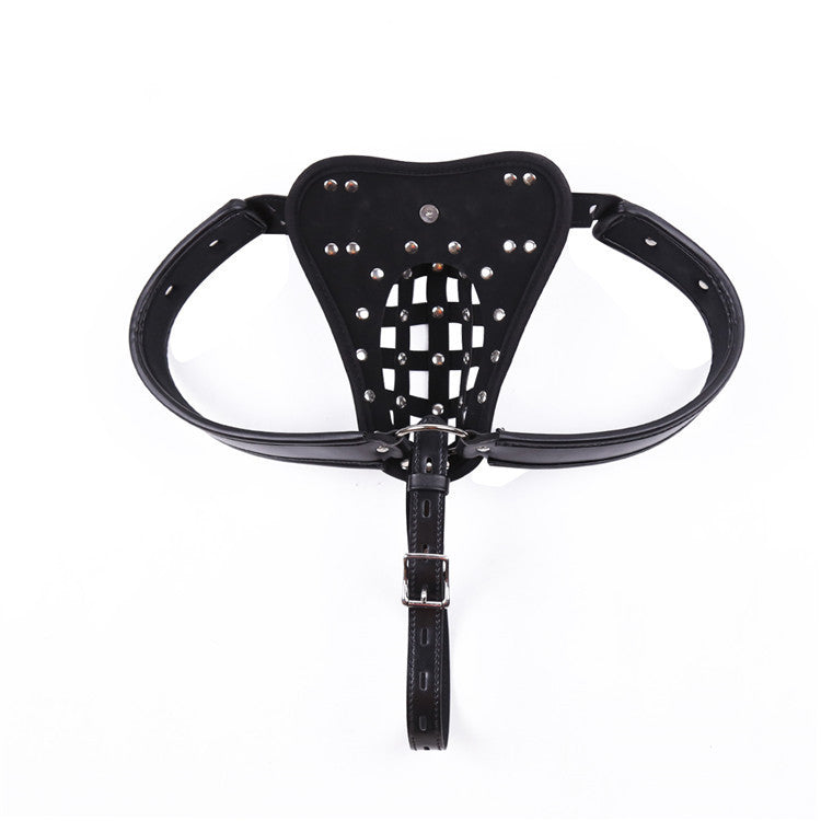 Cinturón de castidad de cuero para hombre con jaula para pene