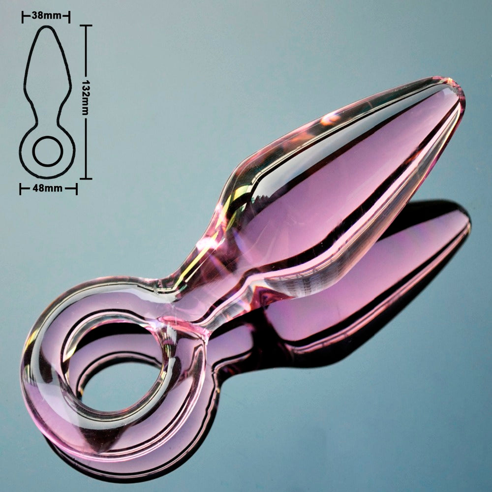 Tapa anal de cristal Falo Rosa