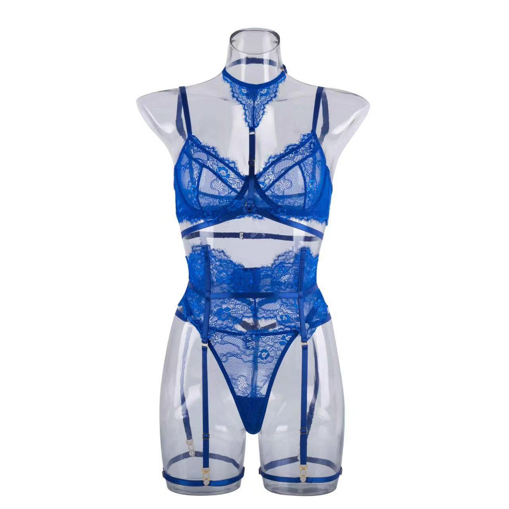 Conjunto de lencería de liguero y cuello halter